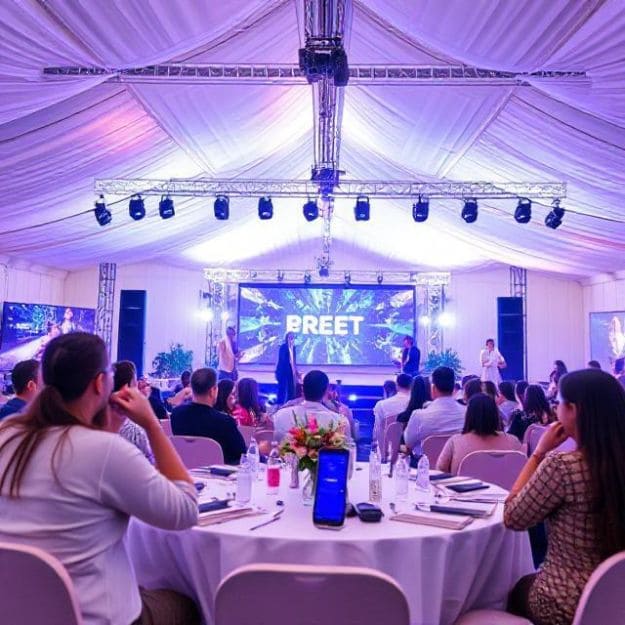 Event marketing strategy with professional venue setup