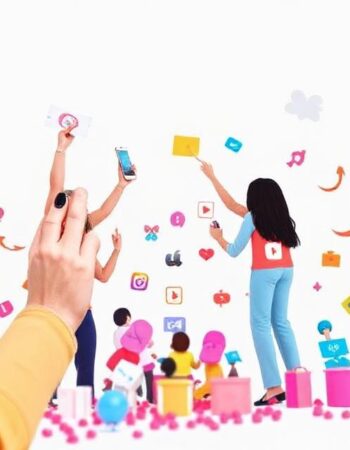 Diverse team engaging in social media marketing activities