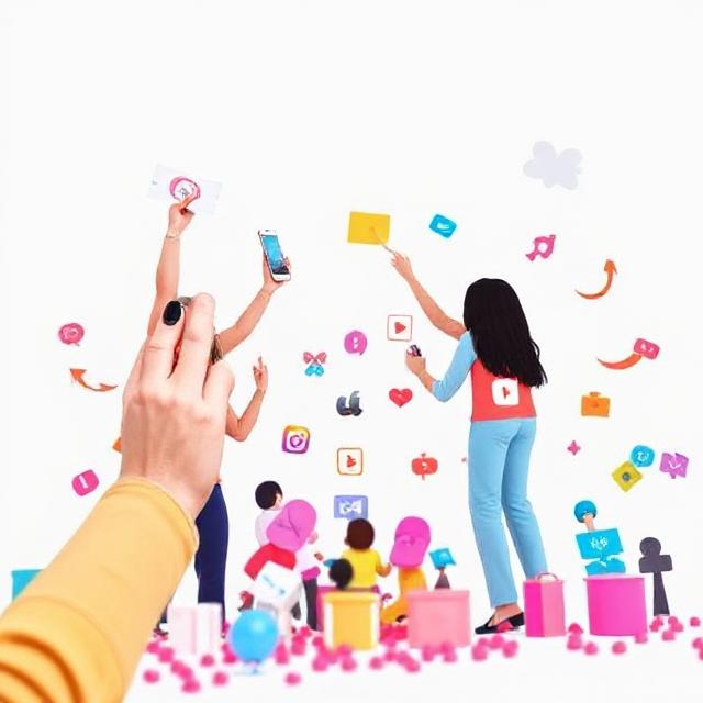 Diverse team engaging in social media marketing activities