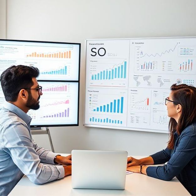 Experts optimizing search rankings with insightful analytics and strategy