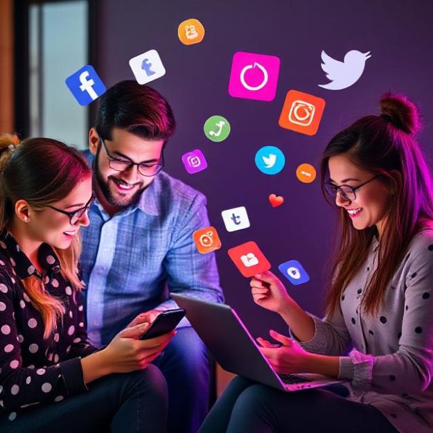 Social media specialists orchestrating dynamic multi-channel campaigns